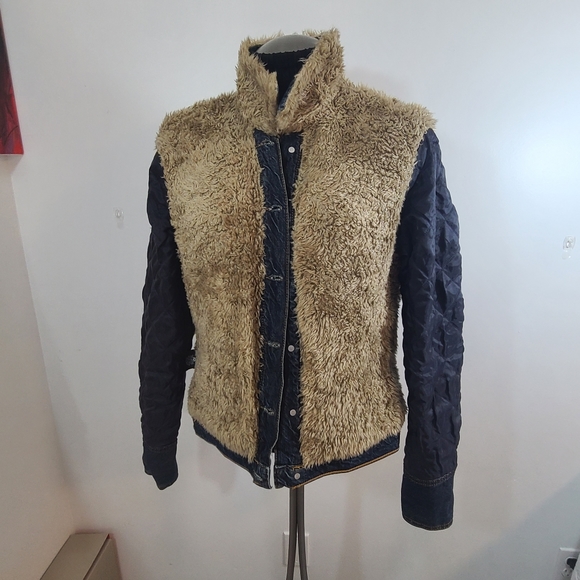 Vintage Red Engine Denim Sherpa Jacket - Picture 7 of 10